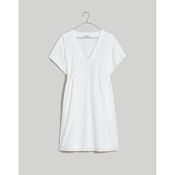 NWT Madewell Button Front Mini Dress Eyelet Lace White Size XXL New - Picture 1 of 6